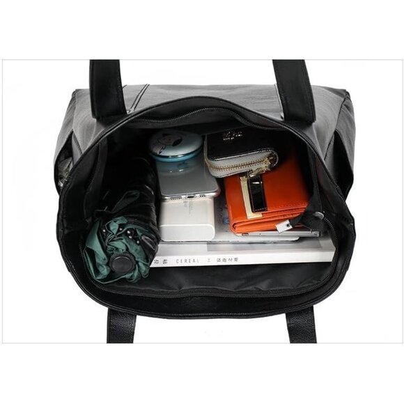 Elegant Red Leather Tote Bag - Picture 7 of 9